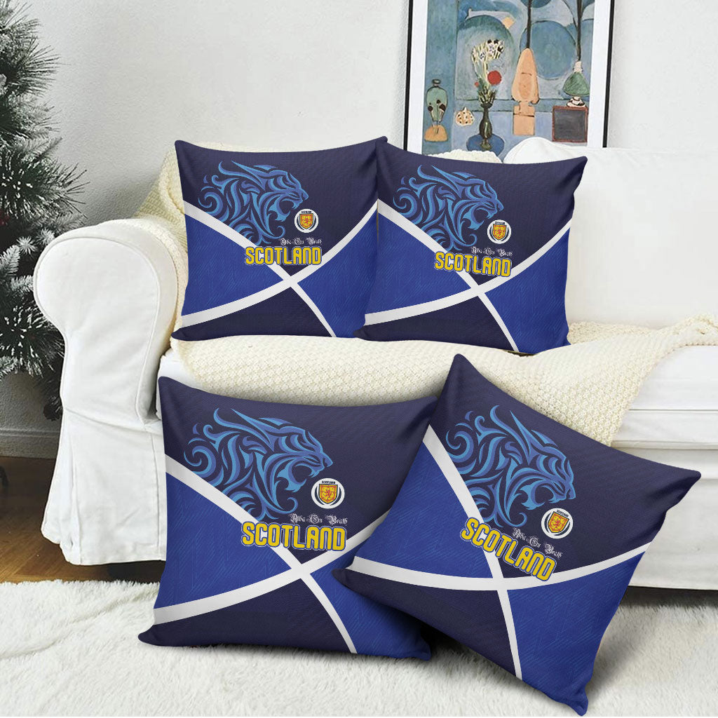 Scotland National Football Pillow Cover Lions with Flag Sporty Tartan Style