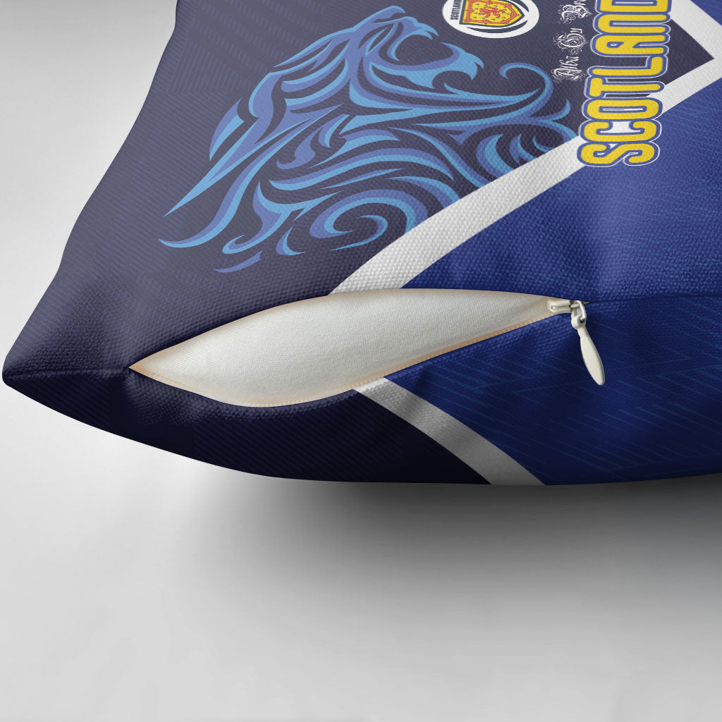 Scotland National Football Pillow Cover Lions with Flag Sporty Tartan Style