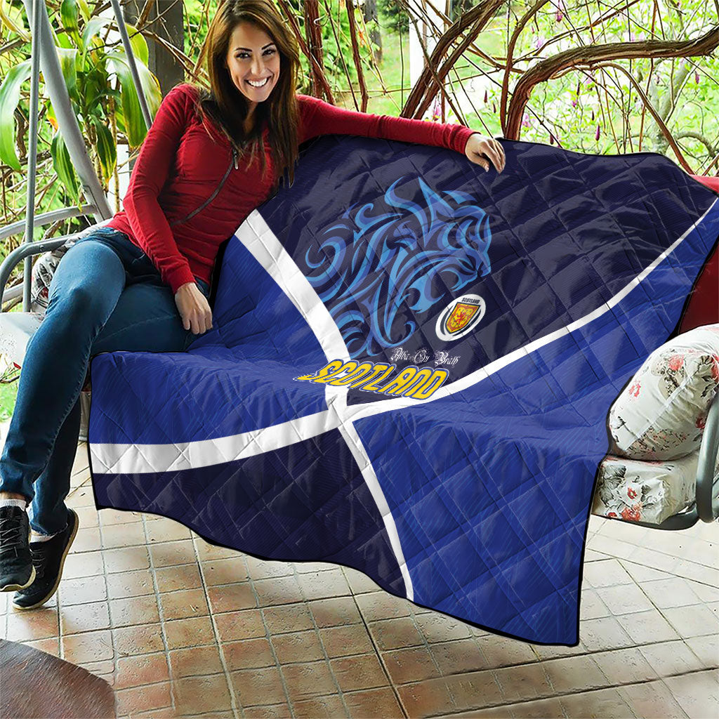 Scotland National Football Quilt Lions with Flag Sporty Tartan Style