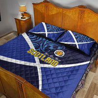 Scotland National Football Quilt Bed Set Lions with Flag Sporty Tartan Style