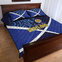 Scotland National Football Quilt Bed Set Lions with Flag Sporty Tartan Style