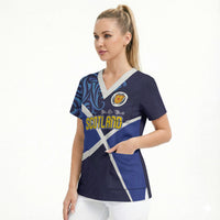 Custom Scotland National Football Scrub Top Lions with Flag Sporty Tartan Style