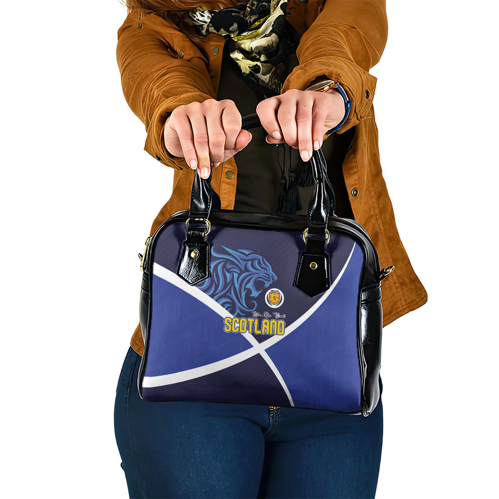 Scotland National Football Shoulder Handbag Lions with Flag Sporty Tartan Style