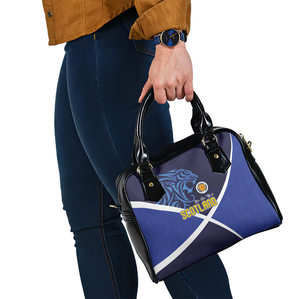 Scotland National Football Shoulder Handbag Lions with Flag Sporty Tartan Style