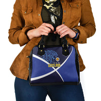 Scotland National Football Shoulder Handbag Lions with Flag Sporty Tartan Style
