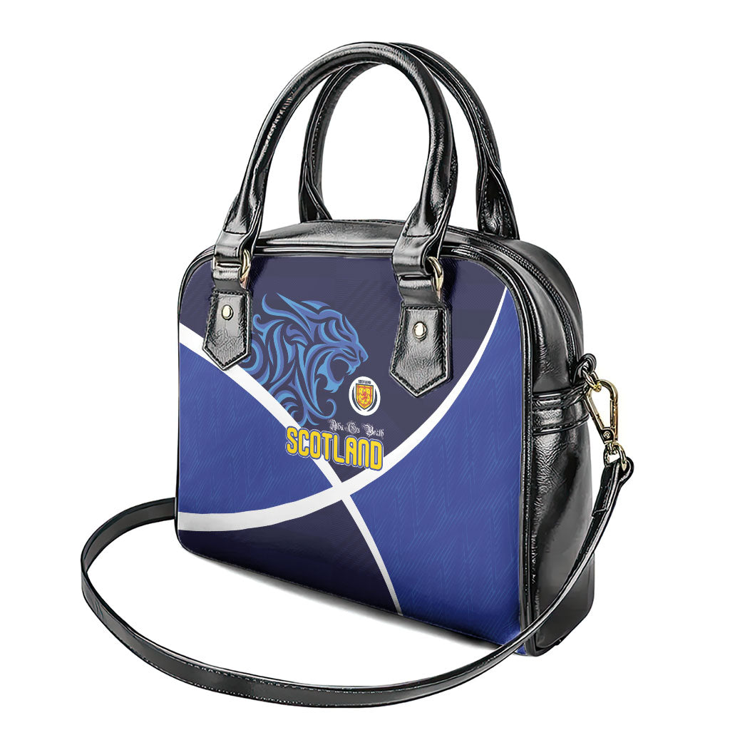 Scotland National Football Shoulder Handbag Lions with Flag Sporty Tartan Style