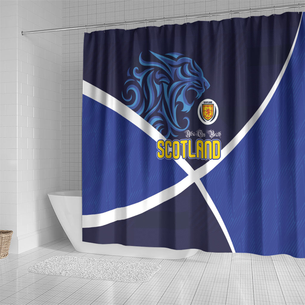 Scotland National Football Shower Curtain Lions with Flag Sporty Tartan Style