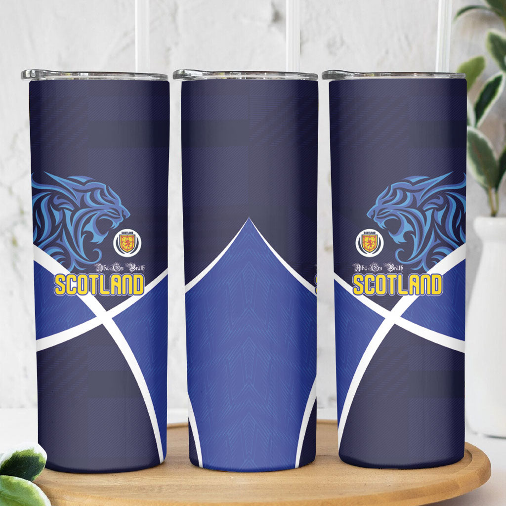 Scotland National Football Skinny Tumbler Lions with Flag Sporty Tartan Style