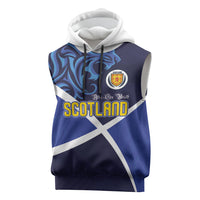 Custom Scotland National Football Sleeveless Hoodie Lions with Flag Sporty Tartan Style