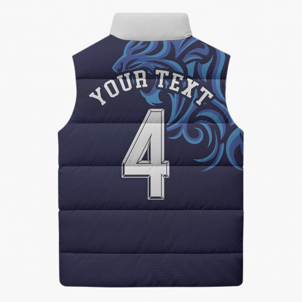 Custom Scotland National Football Sleeveless Puffer Jacket Lions with Flag Sporty Tartan Style