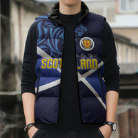 Custom Scotland National Football Sleeveless Puffer Jacket Lions with Flag Sporty Tartan Style