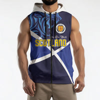Custom Scotland National Football Sleeveless Zip Hoodie Lions with Flag Sporty Tartan Style