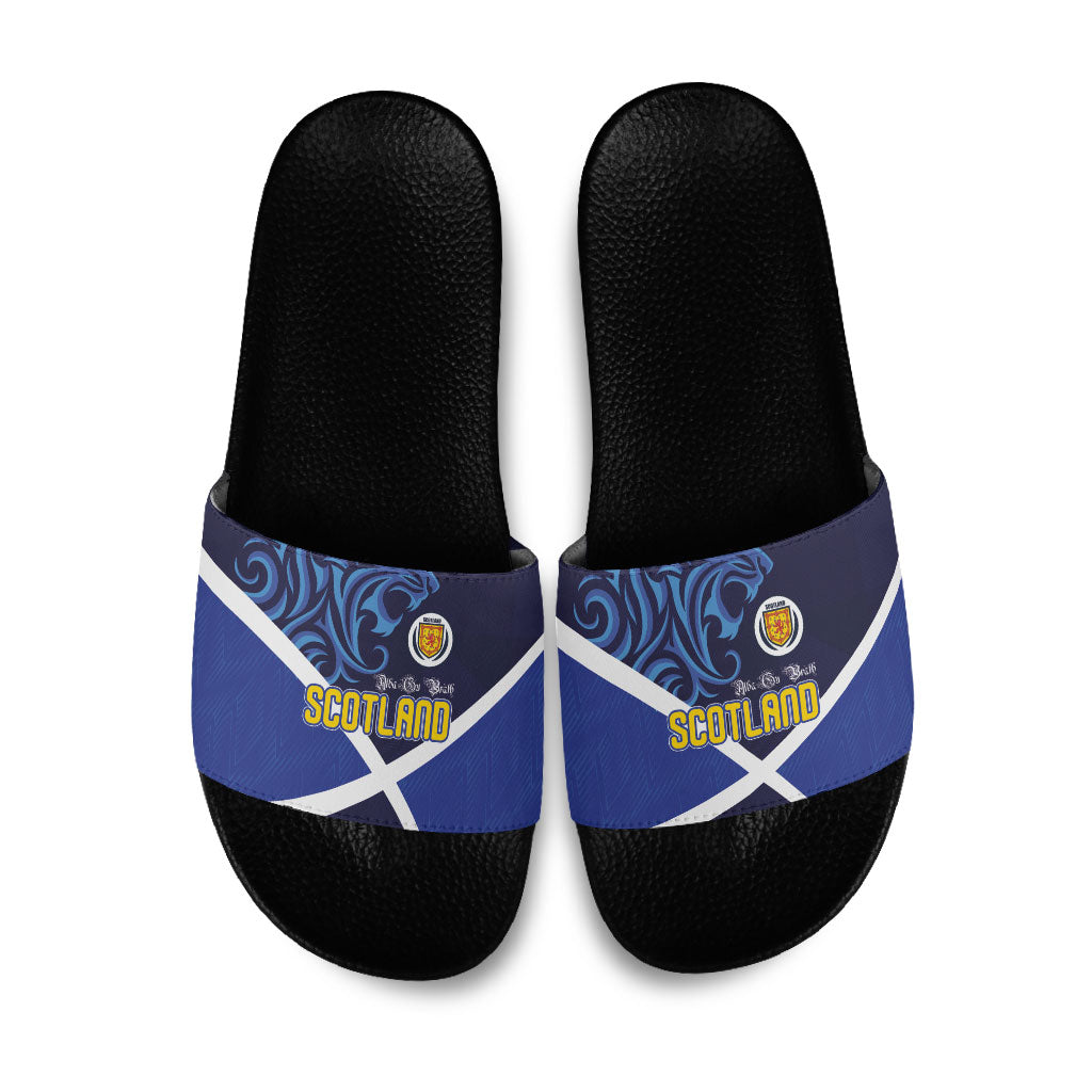 Scotland National Football Slide Sandals Lions with Flag Sporty Tartan Style