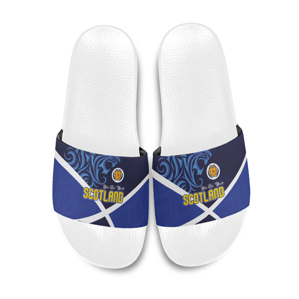 Scotland National Football Slide Sandals Lions with Flag Sporty Tartan Style