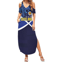 Custom Scotland National Football Summer Maxi Dress Lions with Flag Sporty Tartan Style