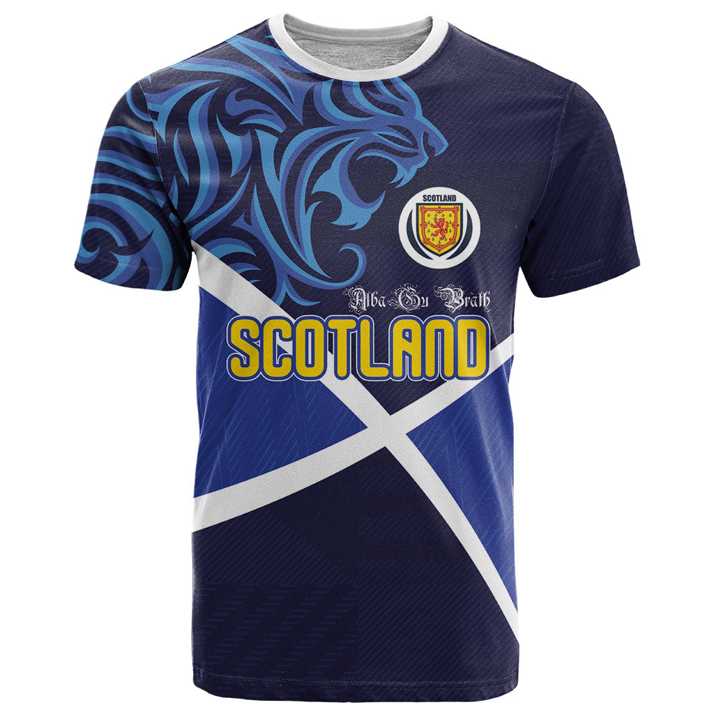 Custom Scotland National Football T Shirt Lions with Flag Sporty Tartan Style