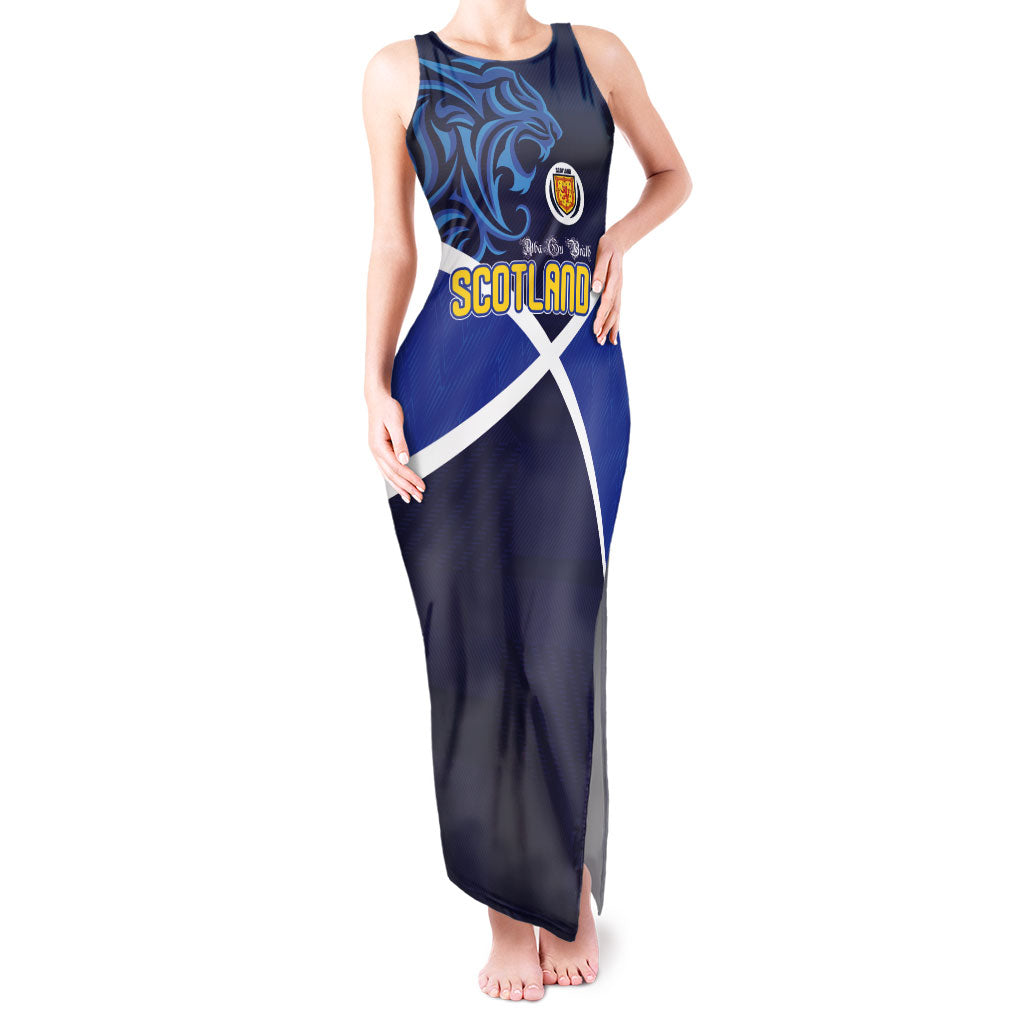 Custom Scotland National Football Tank Maxi Dress Lions with Flag Sporty Tartan Style