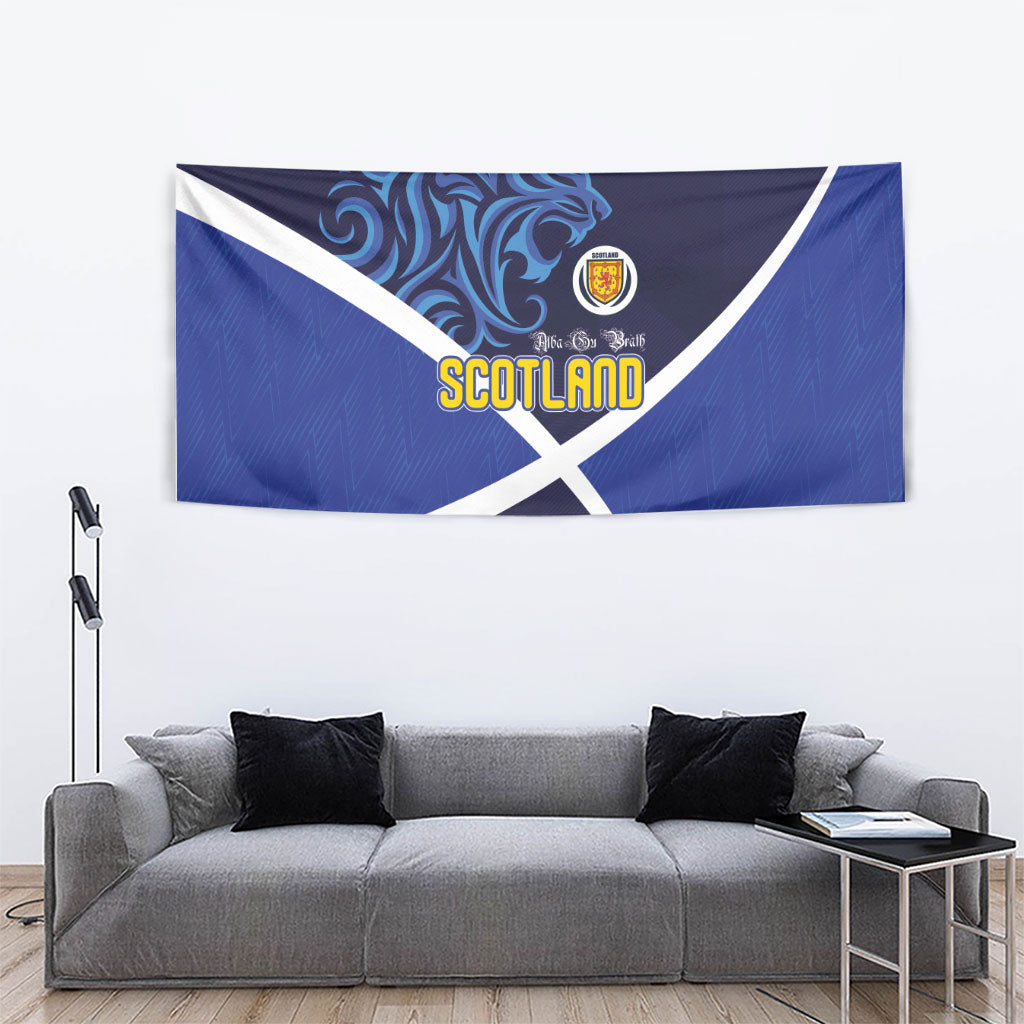 Scotland National Football Tapestry Lions with Flag Sporty Tartan Style