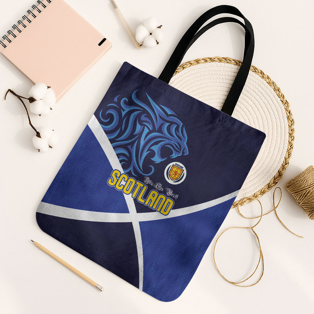 Scotland National Football Tote Bag Lions with Flag Sporty Tartan Style