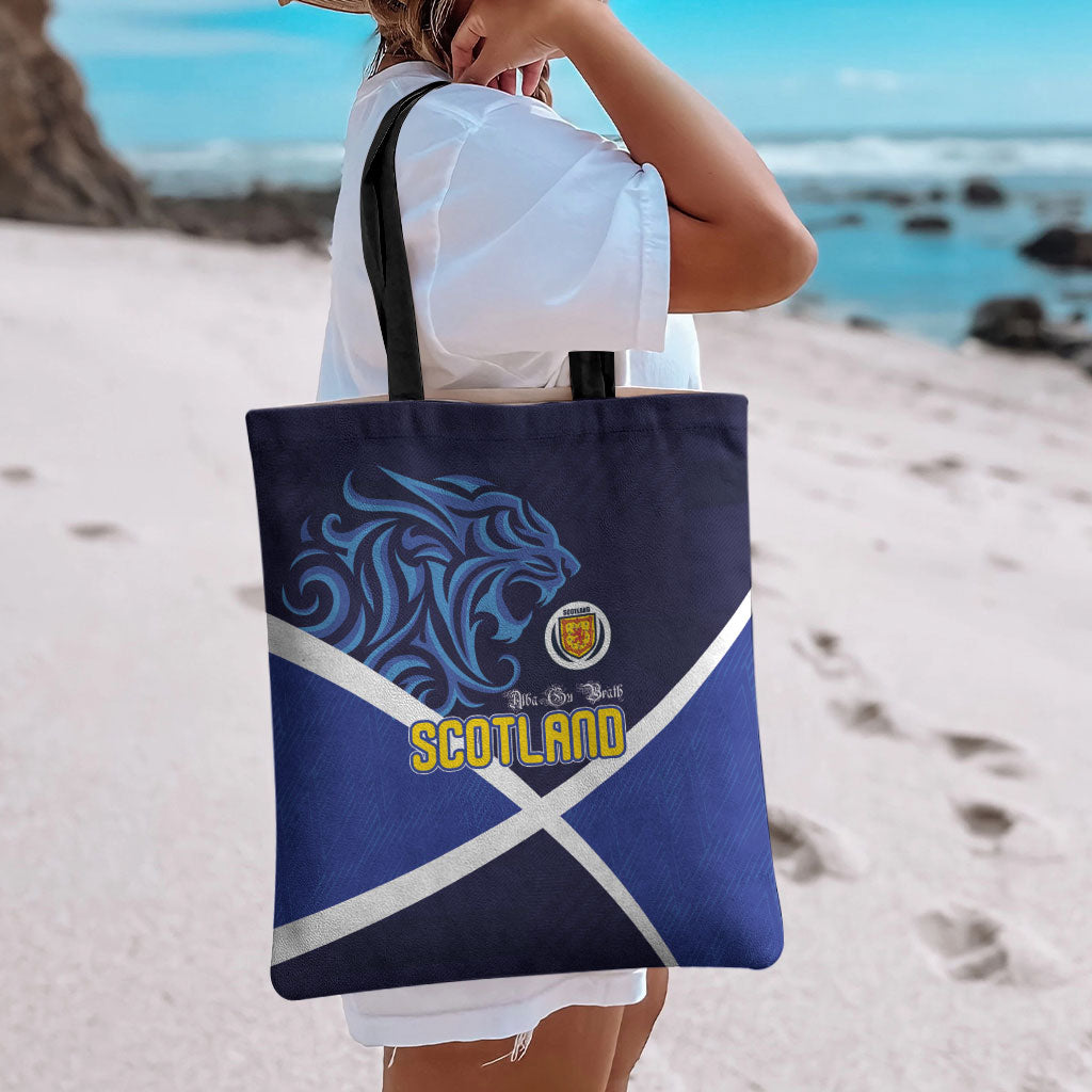 Scotland National Football Tote Bag Lions with Flag Sporty Tartan Style