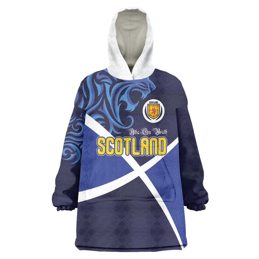 Custom Scotland National Football Wearable Blanket Hoodie Lions with Flag Sporty Tartan Style