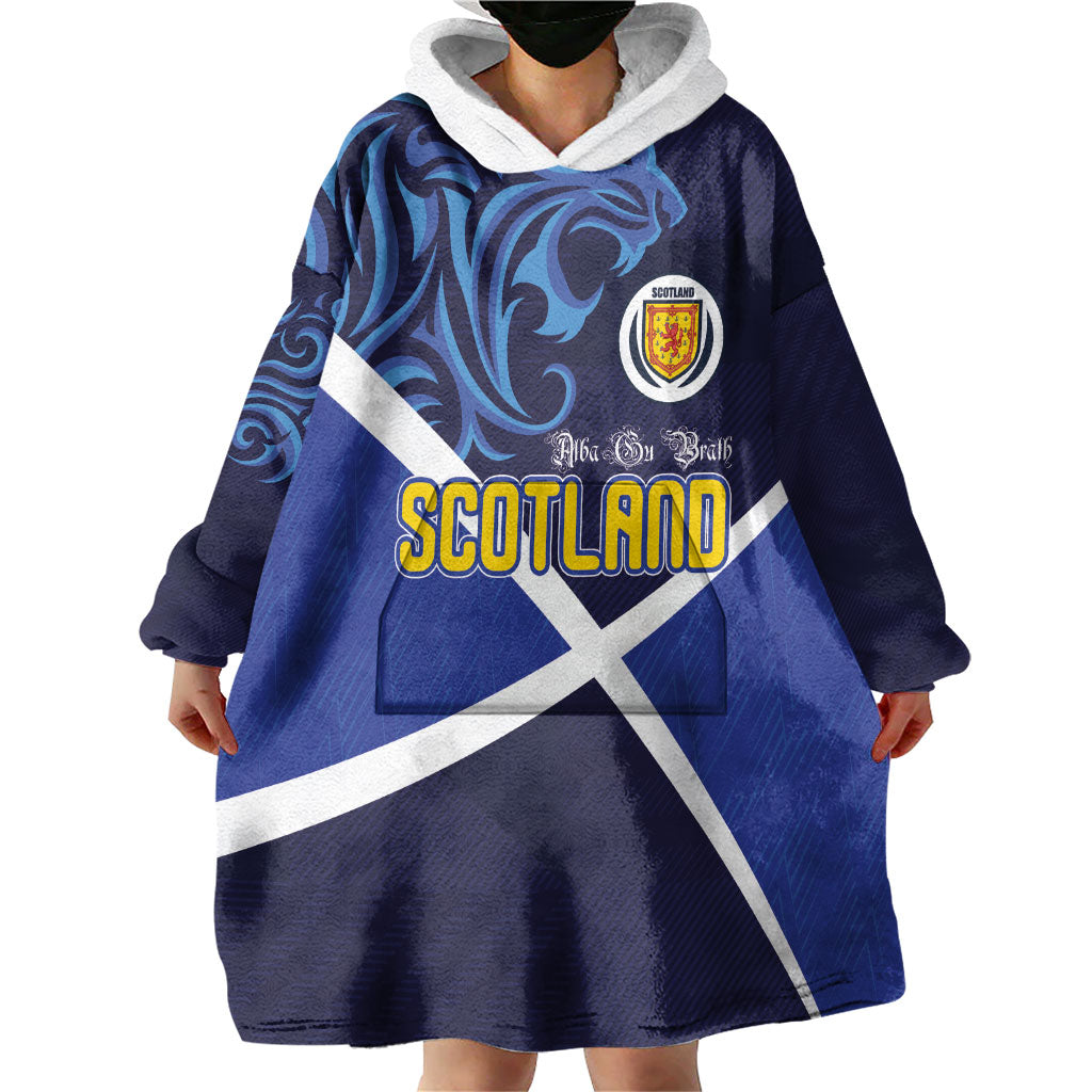 Custom Scotland National Football Wearable Blanket Hoodie Lions with Flag Sporty Tartan Style