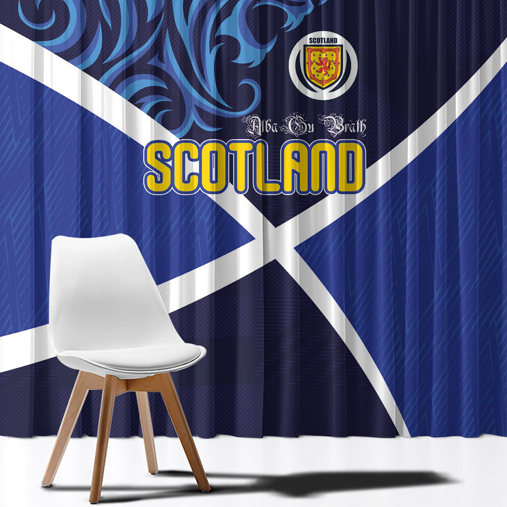 Scotland National Football Window Curtain Lions with Flag Sporty Tartan Style