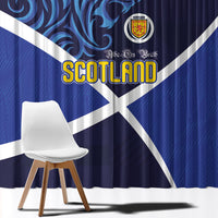 Scotland National Football Window Curtain Lions with Flag Sporty Tartan Style