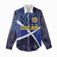 Custom Scotland National Football Women Casual Shirt Lions with Flag Sporty Tartan Style