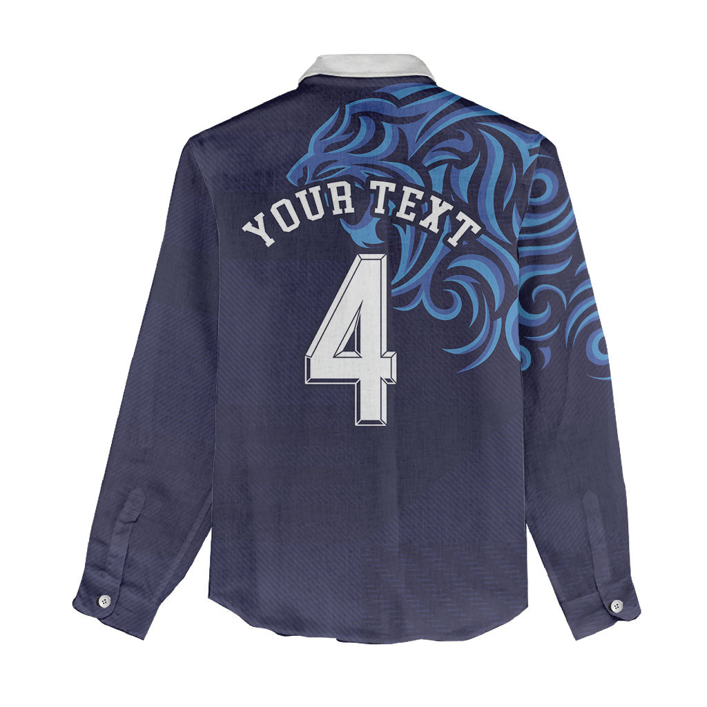 Custom Scotland National Football Women Casual Shirt Lions with Flag Sporty Tartan Style