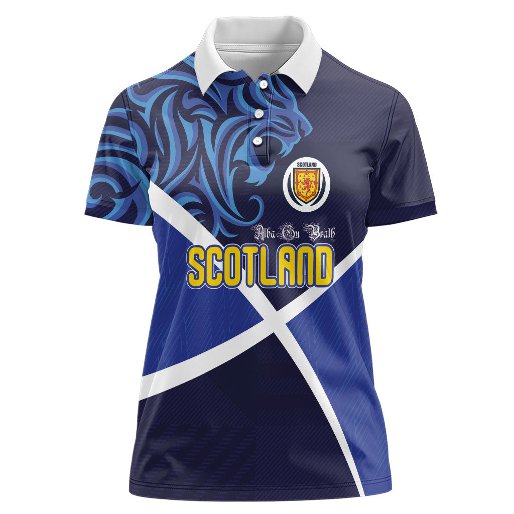 Custom Scotland National Football Women Polo Shirt Lions with Flag Sporty Tartan Style