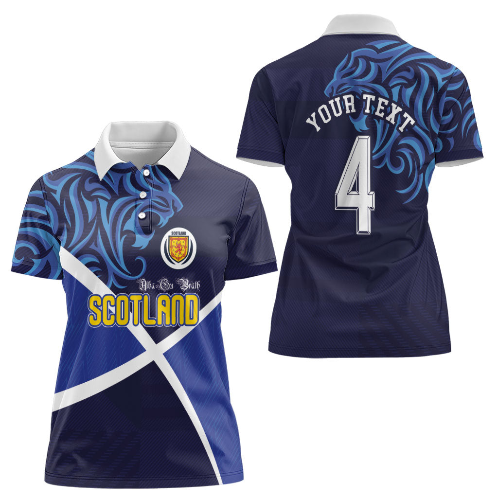 Custom Scotland National Football Women Polo Shirt Lions with Flag Sporty Tartan Style
