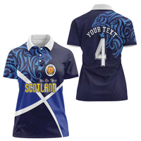 Custom Scotland National Football Women Polo Shirt Lions with Flag Sporty Tartan Style