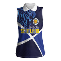 Custom Scotland National Football Women Sleeveless Polo Shirt Lions with Flag Sporty Tartan Style