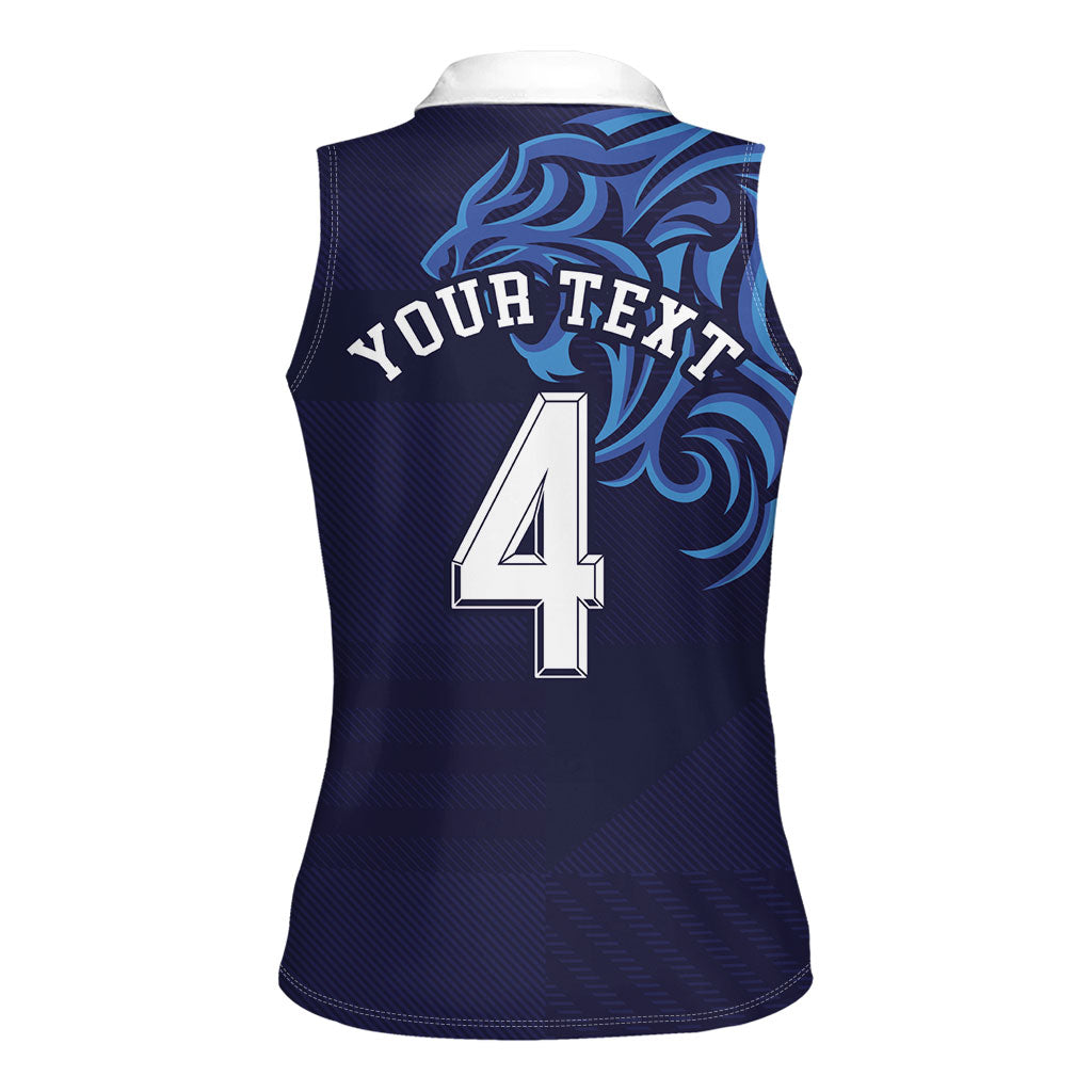 Custom Scotland National Football Women Sleeveless Polo Shirt Lions with Flag Sporty Tartan Style