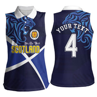 Custom Scotland National Football Women Sleeveless Polo Shirt Lions with Flag Sporty Tartan Style