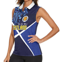 Custom Scotland National Football Women Sleeveless Polo Shirt Lions with Flag Sporty Tartan Style