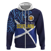 Custom Scotland National Football Zip Hoodie Lions with Flag Sporty Tartan Style