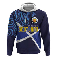 Custom Scotland National Football Zip Hoodie Lions with Flag Sporty Tartan Style