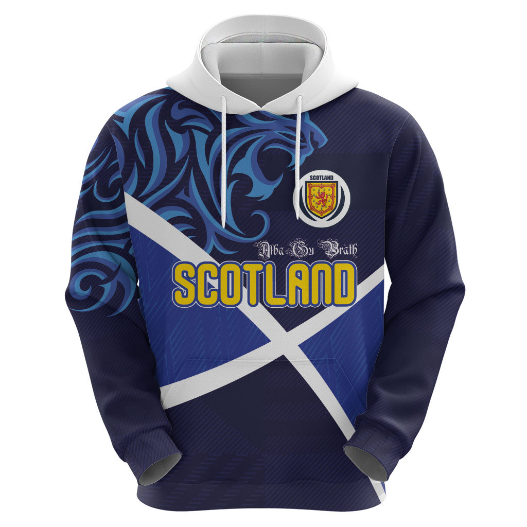 Custom Scotland National Football Zip Hoodie Lions with Flag Sporty Tartan Style