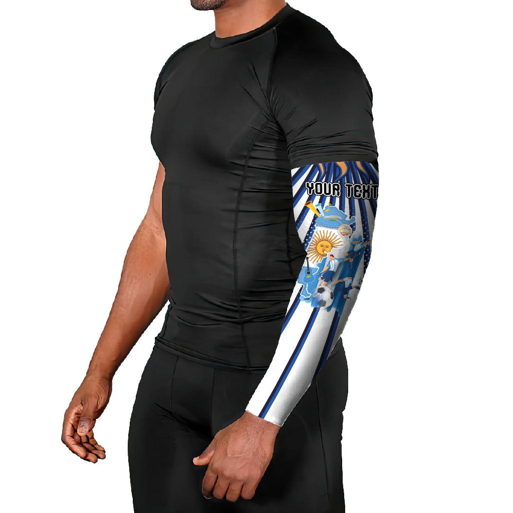 Personalized Argentina National Football Arm Sleeves Sun Of May Retro Starburst Graphic Art