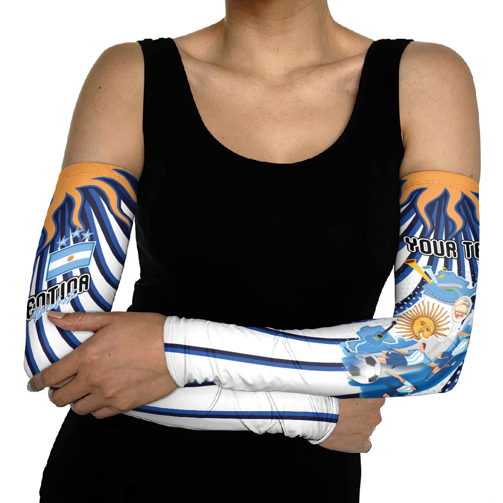 Personalized Argentina National Football Arm Sleeves Sun Of May Retro Starburst Graphic Art