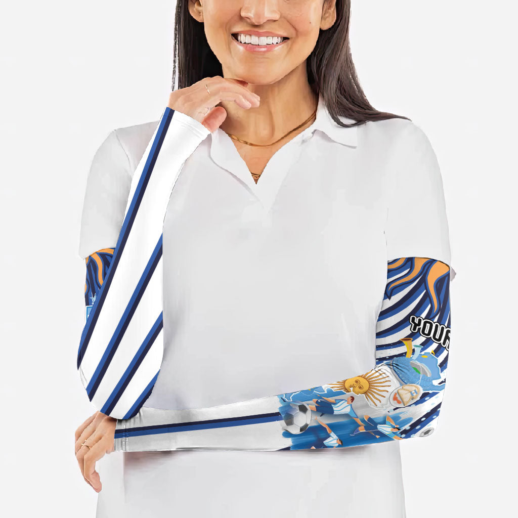 Personalized Argentina National Football Arm Sleeves Sun Of May Retro Starburst Graphic Art