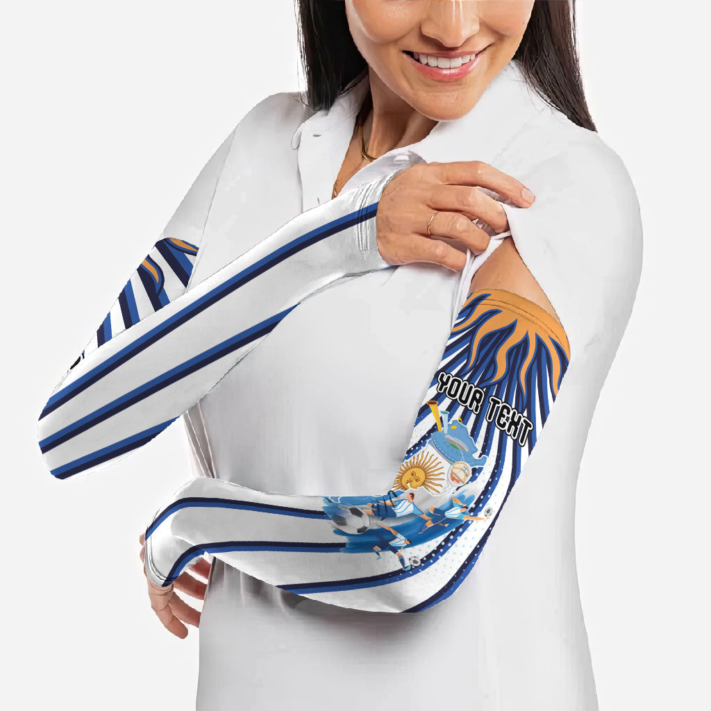 Personalized Argentina National Football Arm Sleeves Sun Of May Retro Starburst Graphic Art