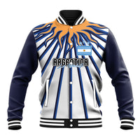 Personalized Argentina National Football Baseball Jacket Sun Of May Retro Starburst Graphic Art
