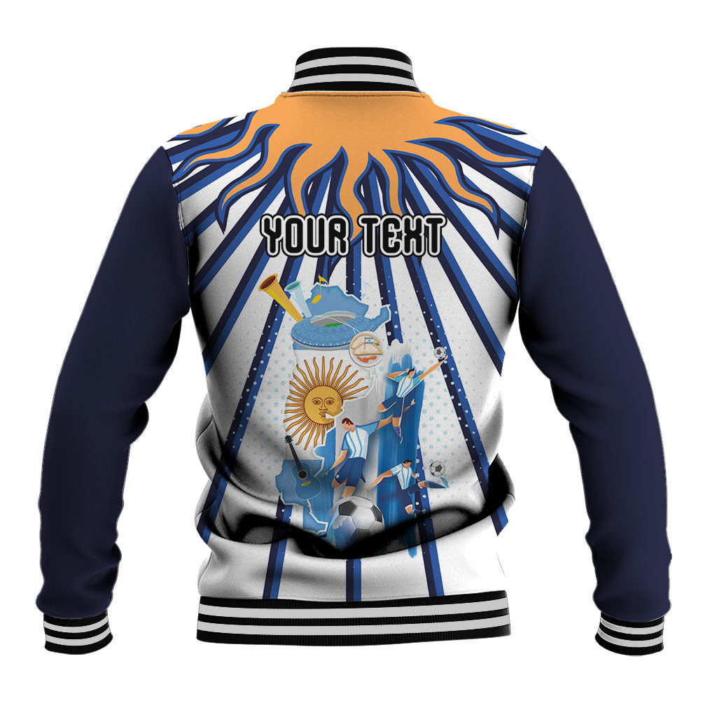Personalized Argentina National Football Baseball Jacket Sun Of May Retro Starburst Graphic Art