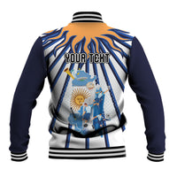 Personalized Argentina National Football Baseball Jacket Sun Of May Retro Starburst Graphic Art