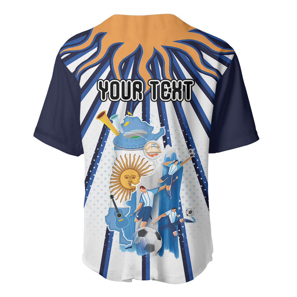 Personalized Argentina National Football Baseball Jersey Sun Of May Retro Starburst Graphic Art