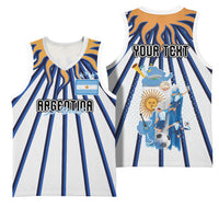 Personalized Argentina National Football Basketball Jersey Sun Of May Retro Starburst Graphic Art