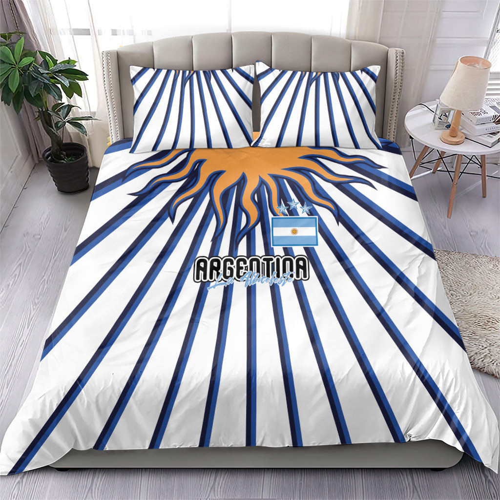 Argentina National Football Bedding Set Sun Of May Retro Starburst Graphic Art